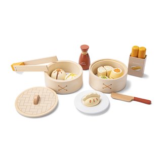Wooden dim sum play food set
